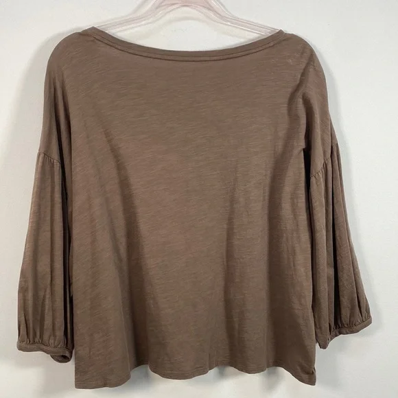 Garnett Hill Organic Pima Cotton Boxy Cut Top Cropped Balloon Sleeve Women's M - Picture 6 of 10